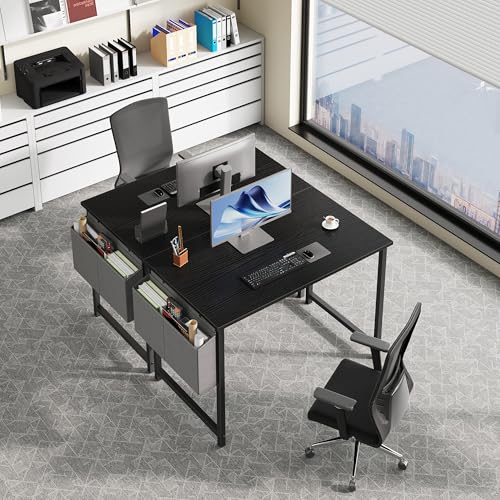 NEWBULIG 40 Inch Computer Desk Home Office Desks for Bedroom Writing Gaming Work Study Table with Storage Bag for Small Spaces, Modern Workstation in Matte Black NEWBULIG