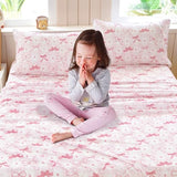 Homilay Full Sheet Set Kids - Pink Check 4 Pieces Soft Microfiber Cartoon Style Bedsheets for Boys Girls Teens, Oeko TEX Breathable 15 Inch Deep Pocket Sheets(Pink Bow) Homilay
