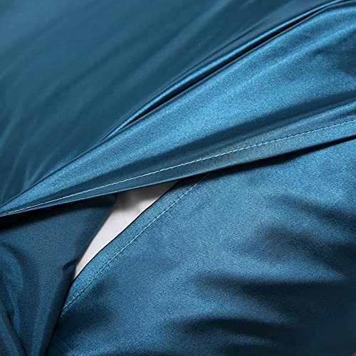 Silky Satin Pillowcase for Hair and Skin Slip Pillow Cases Set of 2 - Satin Cooling Pillow Covers with Envelope Closure (Teal, Queen(20"x30")) UNIKEA