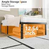 VINGLI 14 Inch Twin Bed Frame, Heavy Duty Metal Platform, No Box Spring Needed, Sturdy Steel Slat Support, Easy Assembly, Noise-Free, 12.4 Inch Underbed Storage,Black VINGLI