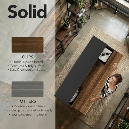 ErGear Electric Standing Desk with 5 Solid Wood Drawers, 48 x 26 Inches Whole Piece Desktop, with Desktop Riser Stand, Compatible with C-Clamp Monitor Arms, Modern Office Desk, Dark Walnut ErGear