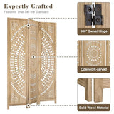 WelFurGeer Handcrafted Carved Wooden Room Divider Screen, Folding Privacy Screen for Room Separation, Decorative Room Dividers, 360° Adjustable Folding Panels for Privacy, Home, Office & Patio WelFurGeer