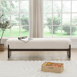 Christopher Knight Home Arden Minimalist Style Rectangular Loop Yarn Fabric Ottoman Bench, Rubberwood Frame, Entryway Bench, Living Room Sofa Extra Seat, End of Bed Footstool, Beige+Brown Christopher Knight Home