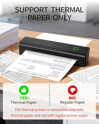 NDYIN Portable Printers Wireless for Travel, N80 Wireless Thermal Printer Bluetooth Inkless Printer Support 8.5" X 11" US Letter & A4, Compatible with iOS, Android, Laptop NDYIN