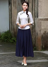 Chinese womens short suit Han spring and summer twopiece set of tea S2 top single piece L ChenKongHai