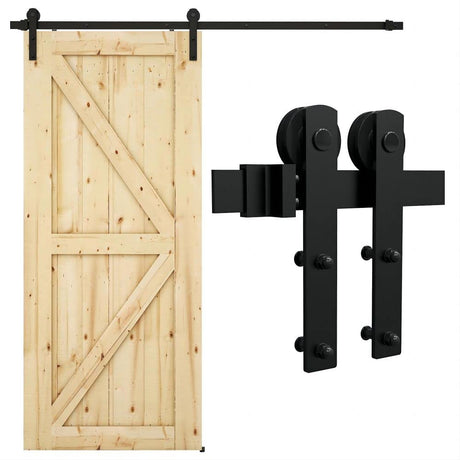 LQKUMJG 6.6FT Sliding Barn Door Hardware Kit for Single Wood Door, Smoothly and Quietly, Easy to Install Fit 35"-40" Wide and 1.18"-1.96" Thickness Door Panel, Includes Installation Instruction LQKUMJG