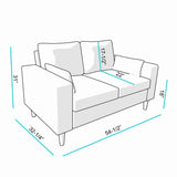 Panana Linen Fabric 2 Seater Loveseat with Armrest, Double Seat Compact Sofa Couch for Living Room Furniture (Brown) Panana