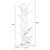 Topfurny Tree Bookshelf, 9-Tier Shelf Rustic Brown Bookcase, Retro Wood Storage Rack for CDs/Movies/Books, Anti-Fall Utility Organizer Shelves for Living Room, Bedroom, Home Office, White Topfurny