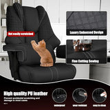 600lbs Big and Tall Office Chair, Wide Ergonomic Leather Executive Chair for Heavy People with Foot Rest, High-Back Reclining Computer Chair with Swivel Wheels and Lumbar Support (Black) Box DesignLab