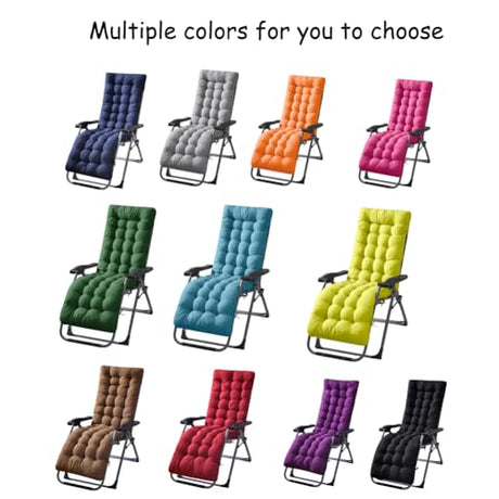 Gfgift Patio Chaise Lounger Cushion, Lounge Chair Recliners Chair Cushions, Rocking Chair Sofa Cushion with 6 Ties,Thick Padded Swing Bench Cushion，61x18.89x3.14in (Navy Blue) Gfgift