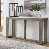 Signature Design by Ashley Loyaska Casual Sofa Table with Marble Top, Brown & White Signature Design by Ashley