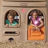 Step2 Naturally Playful Adventure Lodge Play Center with Glider, Kids Outdoor Playset, Two Tier Backyard Playground Set, Slide, Swings, Outside Jungle Gym, For Children 3-8 Years Old Step2