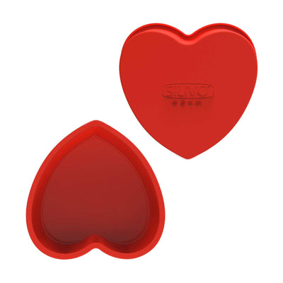 SILIVO Silicone Heart Shaped Cake Pans, 8 Inch, Red, Nonstick, Food Grade Silicone, Easy Clean, Freezer, Microwave and Oven Safe