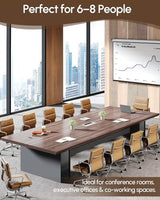Nuipesn 95" Conference Table, Rectangular 44" Wide Boardroom Meeting Table for 8-10 People, 30" H, 1.65" Thick Top, Center Cable Management Grommet, Modern Office, Walnut & Gray Nuipesn