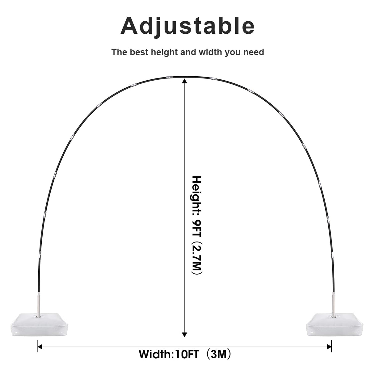 Chamvis Balloon Arch Kit, 9FT Height & 10FT Width Adjustable Balloon Arch Stand Garden Arbors: Balloon Arch Frame Plant Support Stand for Wedding Baby Shower Birthday Garden Arbors Photo Backdrop chamvis