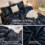 Andency Faux Fur Tie-Dyed Black Blue Comforter Set Full Size, 3 Pieces Fluffy Fuzzy Plush Bedding Comforter Set (1 Shaggy Velvet Comforter & 2 Pillowcases), Soft Puffy Down Comforter Bedding Set Andency