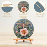 SCECALA 4 Pack Spring Floral Embroidery Kit - Blue Dragonfly Flower Hand Embroidery Kit for Beginners with Pattern, Complete Cross Stitch Supplies DIY Craft for Adults Sewing Hobby, 1pc Hoops