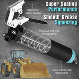 SHALL Grease Gun, 7000 PSI Heavy Duty Pistol Grip Grease Gun Kit w/Grease Gun Coupler, 18” Spring Flex Hose, Reinforced Coupler, 2 Extension Rigid Pipe, Sharp Nozzle, Fittings Cleaner | 14oz Load SHALL