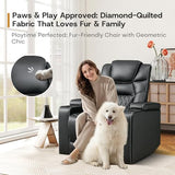 ANJ Power Recliner Chair with USB Port, Electric PU Leather Home Theater Seating for Living Room, Movie Reclining Chairs with Blue Ambient Lighting, Hidden Arm Storage, Cup Holders (Black)
