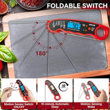 QPEUIM Meat Thermometer Digital Instant Read Thermometer Waterproof Food Thermometer with Backlight & Calibration for Grill and Cooking Turkey BBQ