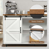 Farmhouse Style 58'' Coffee Bar Cabinet with Sliding Barn Door and Storage by 4ever2buy 4ever2buy