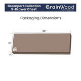 Grain Wood Furniture Greenport 5-Drawer Chest, Solid Wood with Brushed Walnut Finish Grain Wood Furniture
