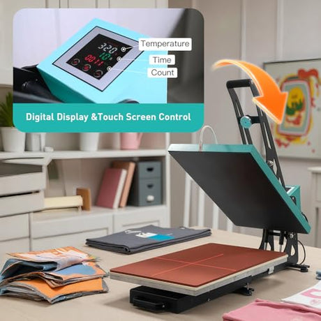 16x24 Semi-auto Heat Press Machine with Positioning, 2kw, Slide-Out, Heat Transfer Press DTF, Vinyl. Family or Small Business (Green, 16x24 Semi-auto) Eonvest