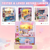 Flever Dollhouse Miniature DIY House Kit Creative Room with Furniture for Romantic Valentine's Gift (Yummy Candy)