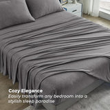 Pure Bedding Bed Sheets - Full Sheet Set [6-Piece, Heather Dark Grey] - Hotel Luxury 1800 Brushed Microfiber - Soft and Breathable - Deep Pocket Fitted Sheet, Flat Sheet, Pillow Cases Pure Bedding