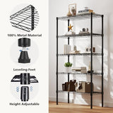 DUMOS 5 Tier Metal Wire Rack Shelf Heavy Duty Standing Shelves Adjustable Steel Closet Shelving Unit Organizers and Storage for Kitchen Bathroom Pantry Office, 13.78" D x 35.43" W x 69.29" H DUMOS