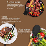 Umite Chef Kitchen Cooking Utensils Set, 33 pcs Non-Stick Utensils Spatula Set with Holder, Black Wooden Handle Silicone Kitchen Gadgets Umite Chef