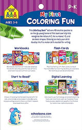 School Zone My First Coloring Fun Workbook: 48 Pages, Pre-K, Preschool, Kindergarten, Numbers, Counting, Letters, Alphabet, Shape Identification, Ages 3 to 6 (Little Busy Book Series) School Zone