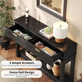 IRONCK Entryway Table, 47" Console Table with Drawer for Living Room, Wooden Sofa Table with Storage, Mid Century Modern, Black IRONCK