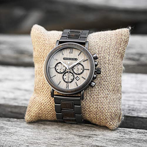BOBO BIRD 2021 New Men's Wrist Watches Stylish Wood Watch Analog Quartz Casual Wooden Wrist Watch with Gift Box (Grey) BOBO BIRD