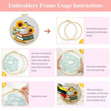 Zhenqing Sunflower Bird & Books Embroidery Kit for Beginners - Complete Set with Pre-Printed 29x29cm Cotton Fabric, Hoop, Threads & Tools(C0112)