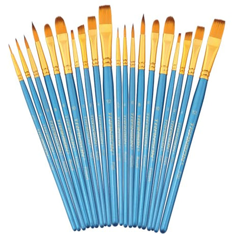 Transon 20pcs Bulk Artist Paint Brush Set for Acrylic Watercolor Gouache Hobby Craft Face Painting TRANSON
