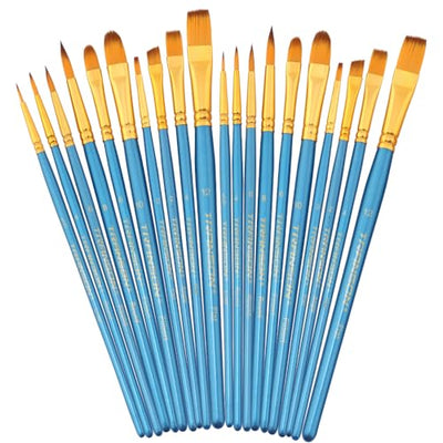 Transon 20pcs Bulk Artist Paint Brush Set for Acrylic Watercolor Gouache Hobby Craft Face Painting