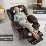 Gehtmnl Triple Motor Large Power Lift Recliner Chair for Elderly with Heat and Massage, Lay Flat Lift Chairs for Seniors Infinite Position, Extended Footrest, USB Ports (Dark Brown)