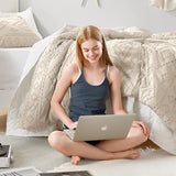 Comfort Spaces Twin/Twin XL Comforter Set for College Tufted Boho Dorm Comforter Set Twin XL Size, All Season Lightweight Bedding Set Soft, Matching Sham Beige 2 Piece Comfort Spaces