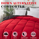 Cosybay Down Alternative Comforter (Red/Black, Twin) - All Season Soft Quilted Twin Size Bed Comforter - Duvet Insert with Corner Tabs -Winter Summer Warm Fluffy, 64x88 inches Cosybay