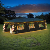 CFATLFRM 10x30 Black Party Tent Outdoor Canopy Waterproof Heavy Duty Wedding Event Tents for Parties with 8 Removable Sidewalls Perfect for Holiday Birthday Gatherings BBQ Backyard Patio CFATLFRM
