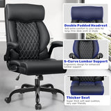 High Back Executive Office Chair - Ergonomic Computer Desk with Rocking Function, Leather Managerial with Adjustable Flip-Up Armrests and Lumbar Support BestGlory