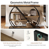 Tribesigns 41.3" Console Table, 5-Tier Industrial Entryway Table with Storage Shelves and Arched Metal Frame, Wood Rustic Hallway Table for Living Room, Foyer, Brown&Black Tribesigns