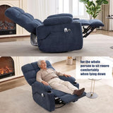 Sang Seiyoga Heat Massage Recliner Chair with Rocker & Swivel, Wall Hugger Small Recliner for Small Spaces, Manual Living Room Chair, Navy Blue, Ergonomic Design for Relaxation