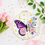 ORIGACH 6 Pack Butterfly & Flower Wreath Embroidery Kits for Beginners, DIY Starter Hand Embroidery Kit with Floral and Butterfly Patterns and Instructions for Adults Women Crafting