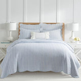 Levtex Home - Martha Stripe Quilt Set - Full/Queen Quilt and Two Standard Shams - Stripe - Blue White - Quilt (88x92in.) and Shams (20x26in.) - Reversible - Cotton Levtex Home