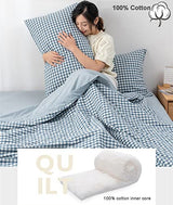 Double Quilt 100% Cotton Summer Duvet Hypoallergenic Single Double Duvet to Keep Skin Cool Soft and Lightweight Thin Cotton Quilt Machine Washable A 150x200cm Generic