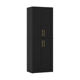 Homzbesy Pantry - Kitchen Pantry Cabinet with 4 Doors and Adjustable Shelves, Tall Black Cabinet Freestanding Storage Cupboard for Dining Room Living Room, Laundry, Bathroom Homzbesy