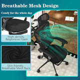Ergonomic Office Chair with Footrest - Adjustable Lumbar Support & Headrest, 90-160° Reclining Mesh Back Computer Chair - Home Office/Gaming, 350lbs Capacity (SGS Certified) CYKOV