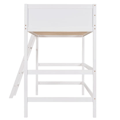 Harper & Bright Designs White Twin Loft Bed for Kids with Ladder - Stylish Wood Frame for Space-Saving Solutions - WoodArtSupply